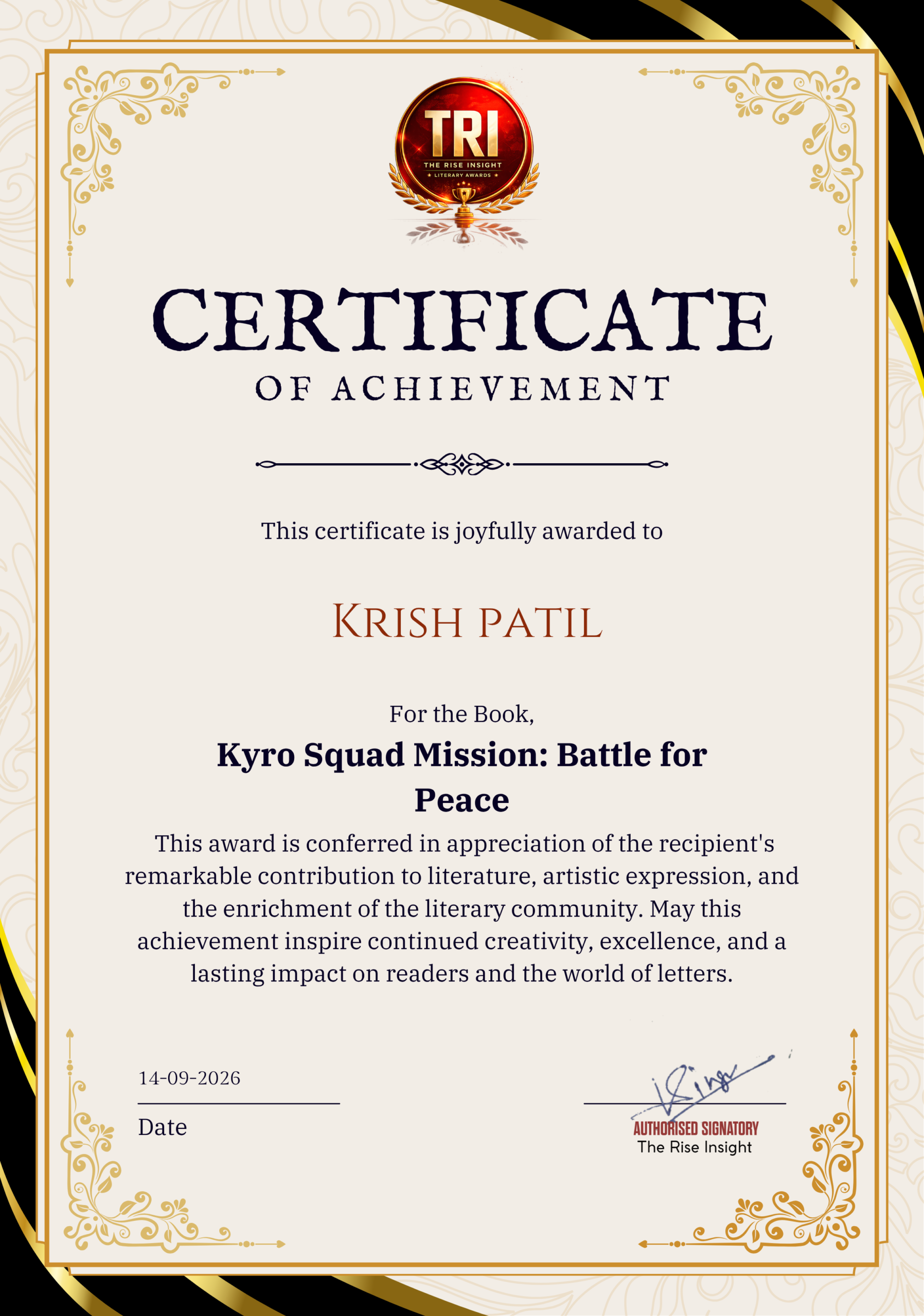 Krish Patil Certificate