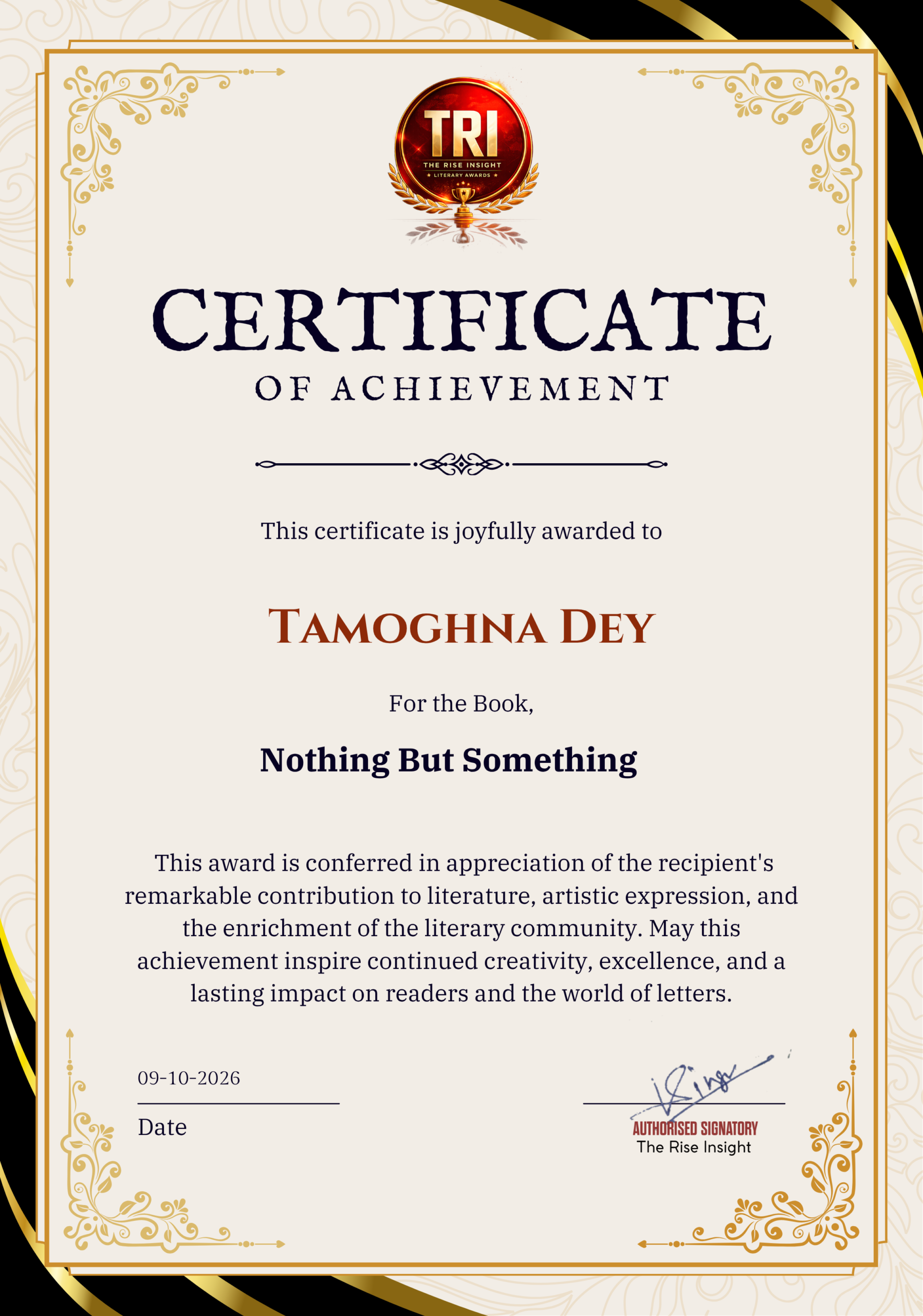 Tamoghna Dey Nomination Certificate